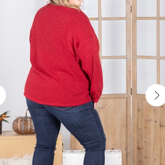 Christmas Holiday party Hesed shimmering ruby, long sleeve, dressy, top - Picture 11 of 11